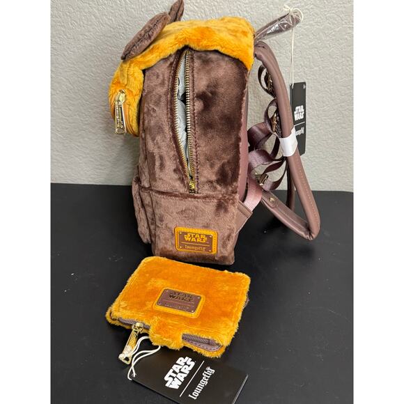 Loungefly Star Wars Plush Pocket Wicket Backpack and Wallet Set NWT main image 11